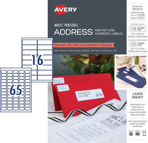 Avery White Address and Return Address Kit L7276 L7277 128+130 Pack - image 1