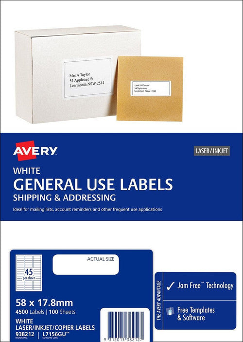 Avery White General Use Labels L7156GU 4500 Labels 45UP - image 3