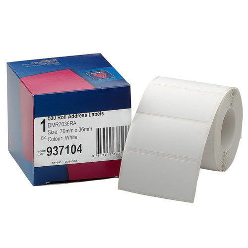 Avery White Roll Address Labels 70 x 36mm 500 Per Roll - image 1