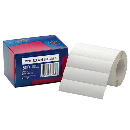 Avery White Roll Address Labels 89 x 24mm 500 Per Roll - image 1