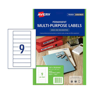 Avery White Standard Data Cartridge Labels L7667 225 Pack 133 x 29.61mm 9UP - image 1