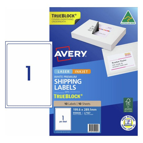 Avery White TrueBlock Internet Shipping Labels L7167 10 Pack - image 1