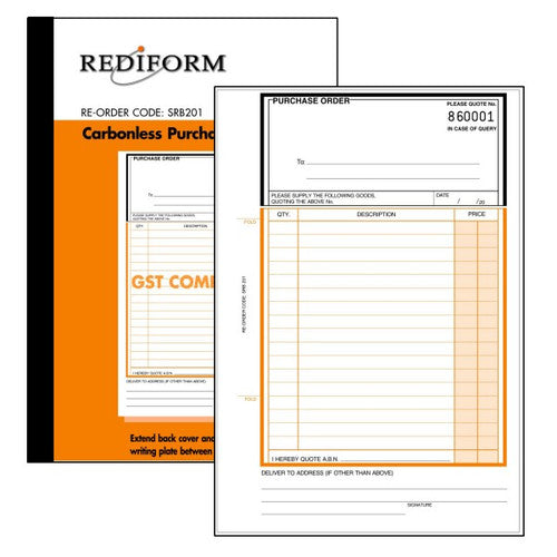 Bala Carbonless Purchase Order Book 212 x 148mm Book of 50 Sets 2 Ply (Pack of 5)