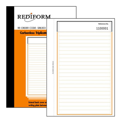 Bala Carbonless Triplicate Feint Ruled Book Small 212 x 147mm Book of 50 Sets 3 Ply Pack of 5