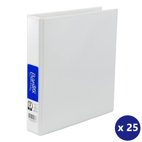 Bantex A5 Insert Binder 3D 25mm White Box of 25