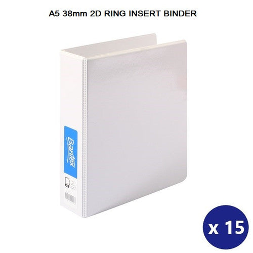 Bantex A5 Insert Binder 2D 38mm White Box of 15