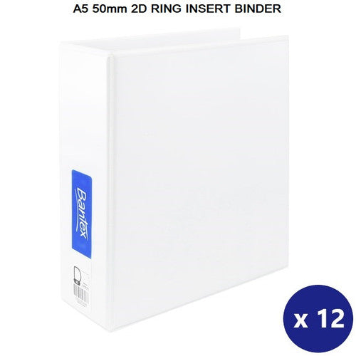 Bantex A5 Insert Binder 2D 50mm White Box of 12