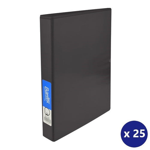Bantex A4 Insert Binder Standard PP 3D 25mm Black Box of 25
