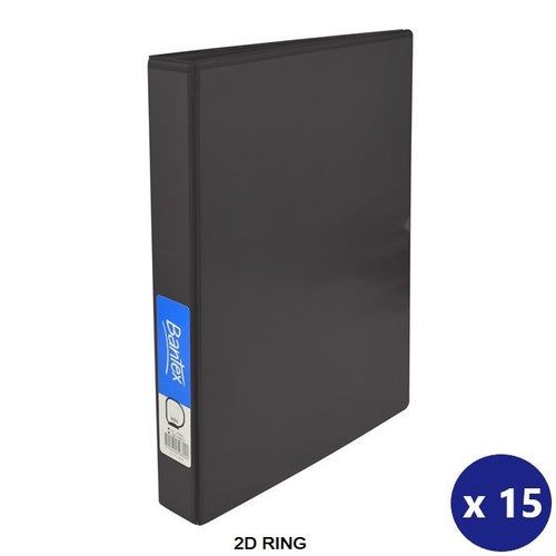Bantex A4 Insert Binder Standard PP 2D 38mm Black Box of 15
