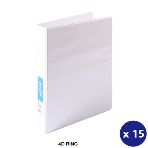 Bantex A4 Insert Binder Standard PP 4D 38mm White Box of 15