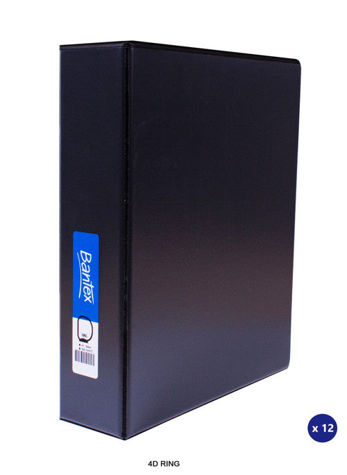 Bantex A4 Insert Binder Standard PP 4D 50mm Black Box of 12