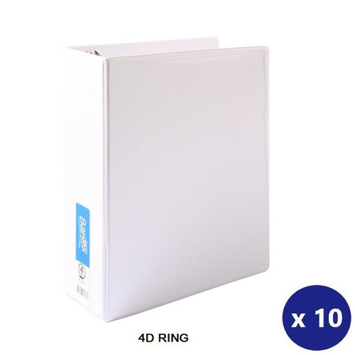 Bantex A4 Insert Binder Standard PP 4D 65mm White Box of 10