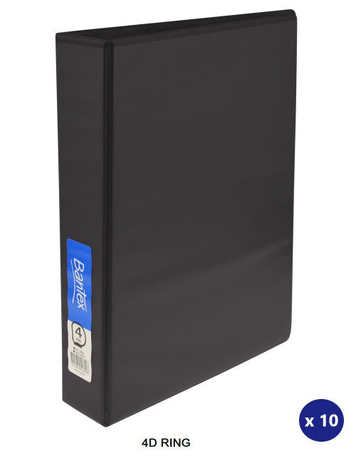 Bantex A4 Insert Binder Standard PP 4D 65mm Black Box of 10