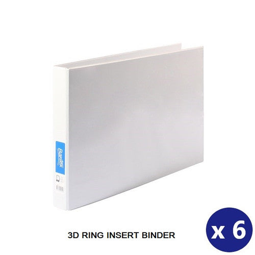 Bantex A3 Landscape Insert Binder 3D 25mm White Box of 6