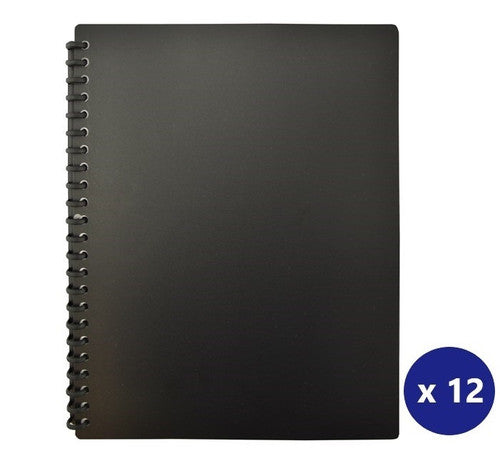 Bantex A4 Display Book Refillable Euro Matte PP 20 Pockets Black Box of 12