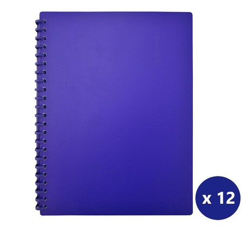 Bantex A4 Display Book Refillable Euro Matte PP 20 Pockets Navy Box of 12