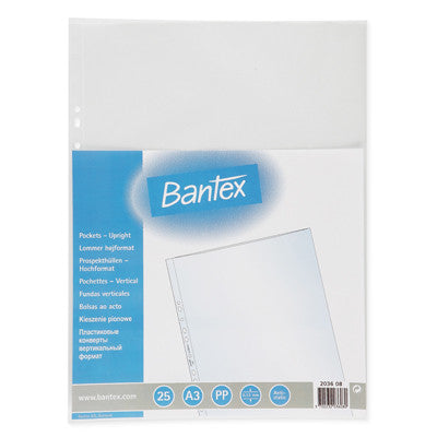 Bantex A3 Sheet Protectors Tough PP 120 Microns Portrait Frosted Pack of 25