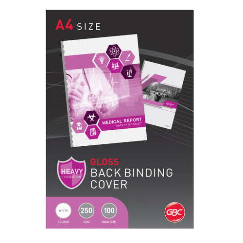 GBC Binding Cover A4 Gloss White Pack of 100