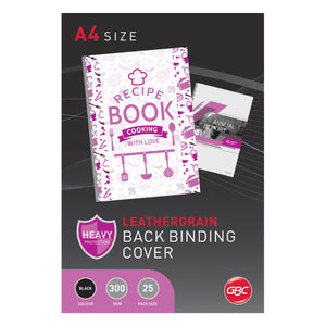 GBC Binding Cover A4 Leathergrain Black Pack of 25