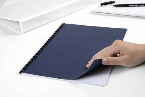 GBC Binding Cover A4 Leathergrain Navy Pack of 100