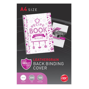 GBC Binding Cover A4 Leathergrain White Pack of 100