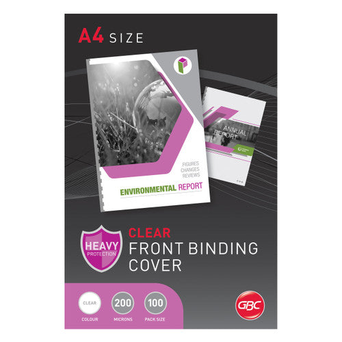 GBC Binding Cover A4 Clear 200 Micron Pack of 100