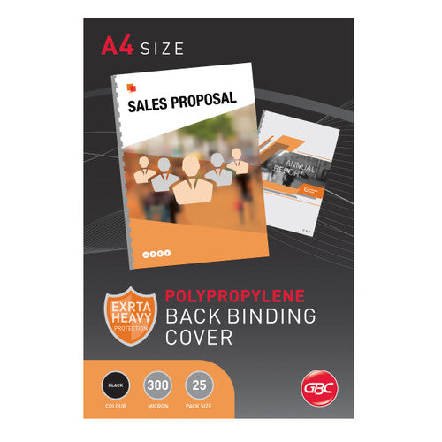 GBC Binding Cover A4 Polycover Black Pack of 25