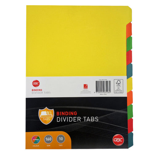 GBC Binding Tab Dividers A4 Colour Pack of 10