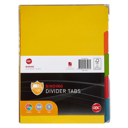GBC Binding Tab Dividers A4 Colour Pack of 5