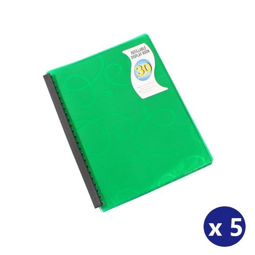 BEAUTONE 100851919 DISPLAY BOOK REFILLABLE JEWEL PP A4 30 POCKETS GREEN BOX 5