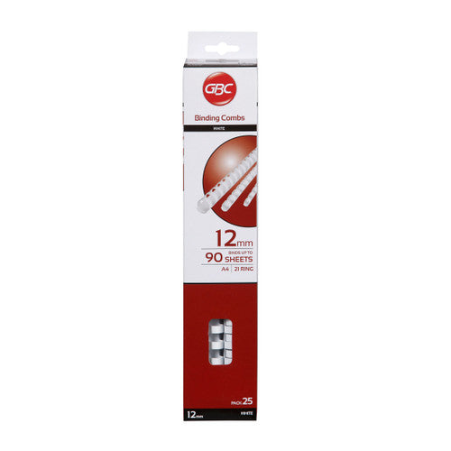 GBC Binding Comb 12mm White Pack of 25