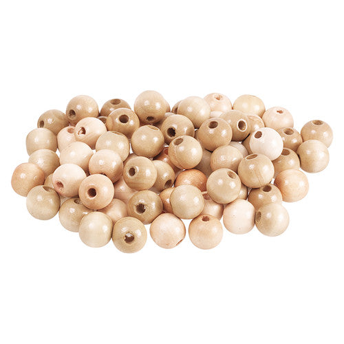 Creative School Supply Wooden Beads Round 16mm Natural Pack of 100