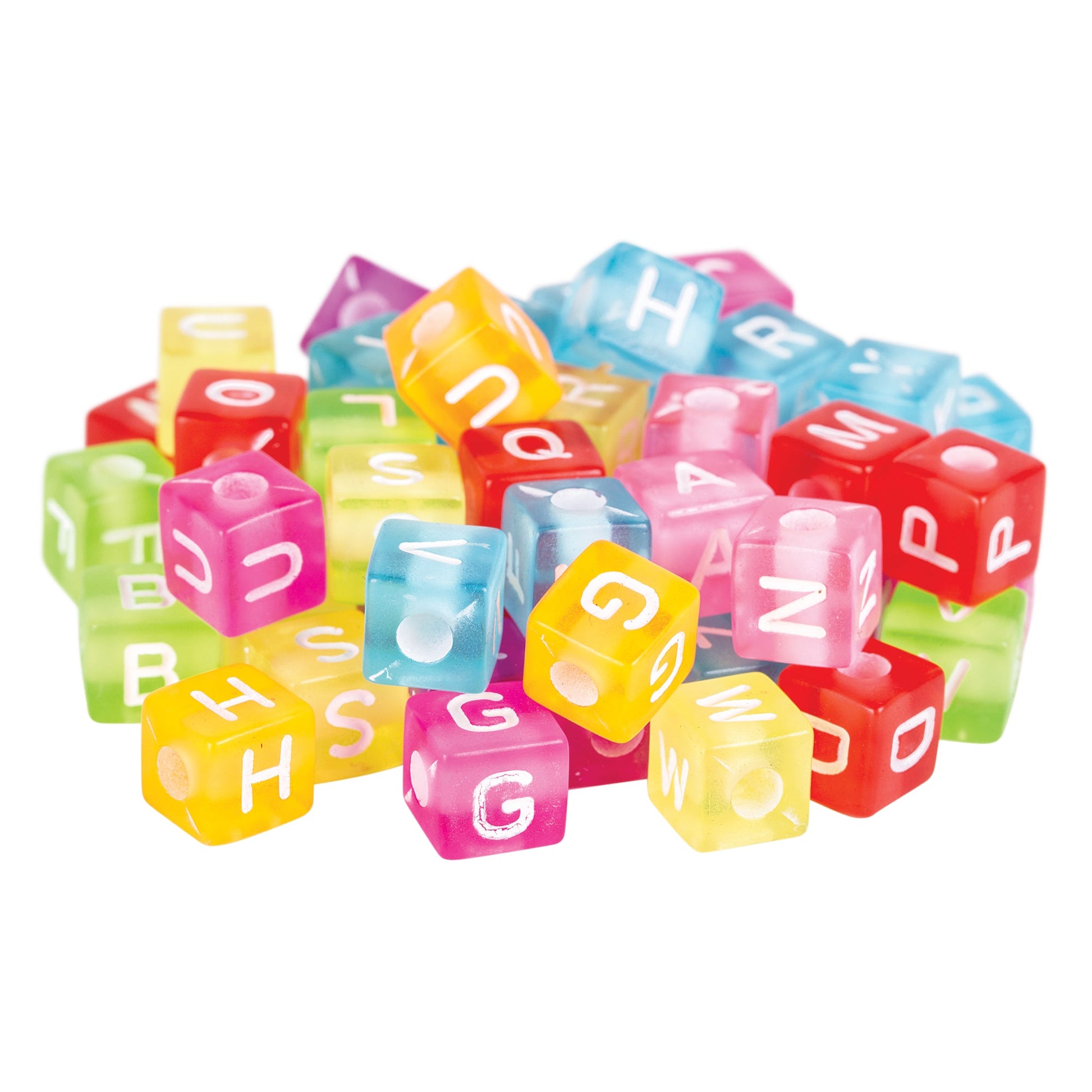 Plastic Alphabet Cube Beads Large 100g 10mm Cube 4mm Threading Hole-3