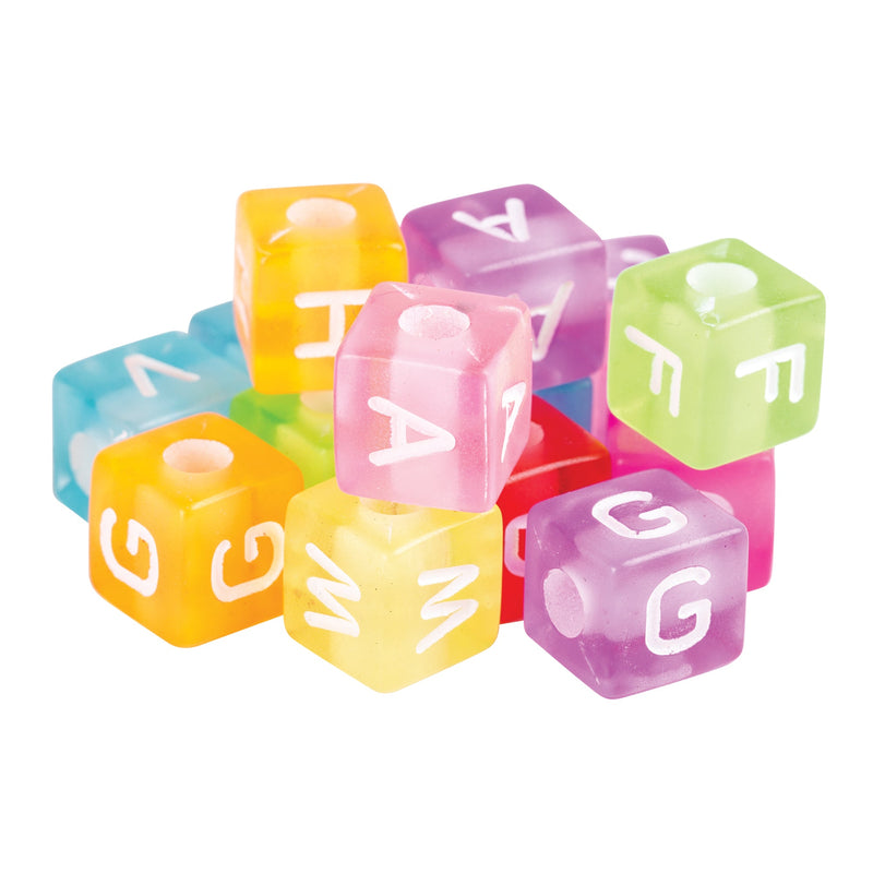 Plastic Alphabet Cube Beads Large 100g 10mm Cube 4mm Threading Hole-2