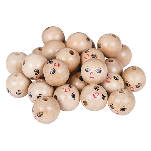 Creative School Supply Wood Face Beads 22mm Pack of 30