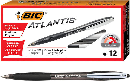 BIC Atlantis Original retractable ballpoint pen in black ink, medium point