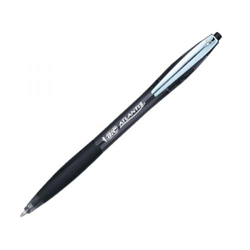 BIC Atlantis pen soft cushion grip and clear ink barrel detail