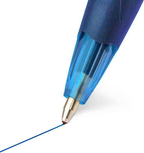 BIC Atlantis pen soft cushion grip and colour-matched blue clip detail