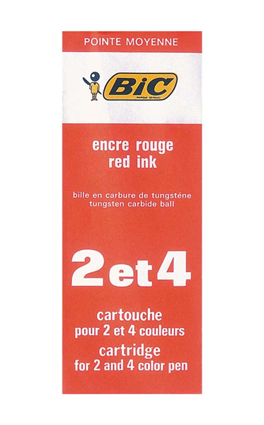 BIC red medium ballpoint refill for 2 and 4 Colour pens, single unit