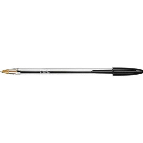 Close-up of BIC Cristal 1.0mm medium tip writing in black ink