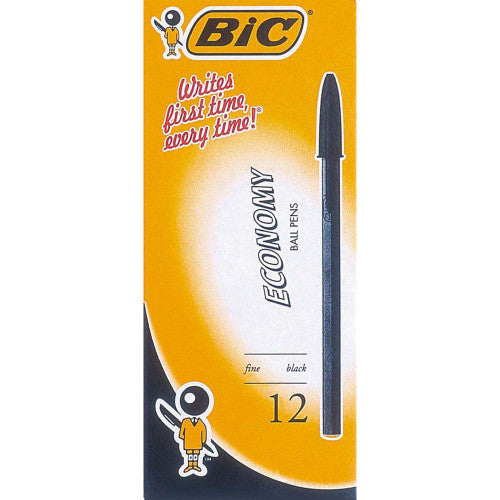 BIC Economy Ballpoint Pen medium tip black ink, box of 12 pens