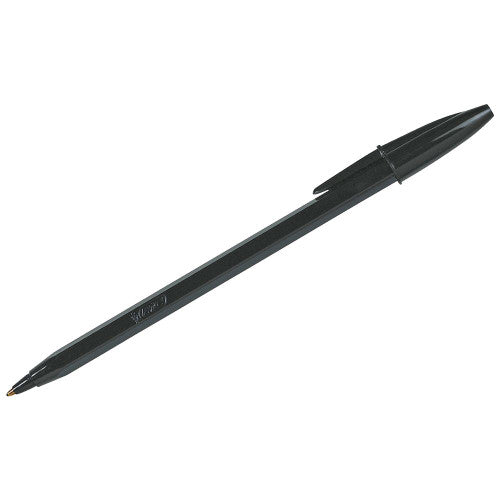 Close-up of BIC Economy Ballpoint Pen with colour-matched black cap and barrel