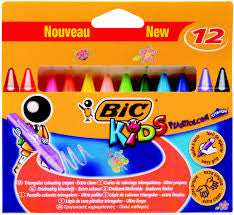 BIC Kids Plastidecor Triangular Crayons Assorted Wallet of 12 Box of 12 - image 1