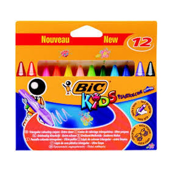 BIC Kids Plastidecor Triangular Crayons Assorted Wallet of 12 Box of 12 - image 1