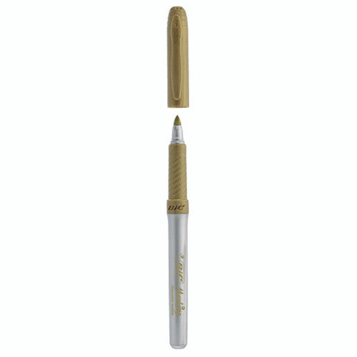 BIC Mark-It Metallic Gold Permanent Marker with 1.1mm bullet tip, box of 12