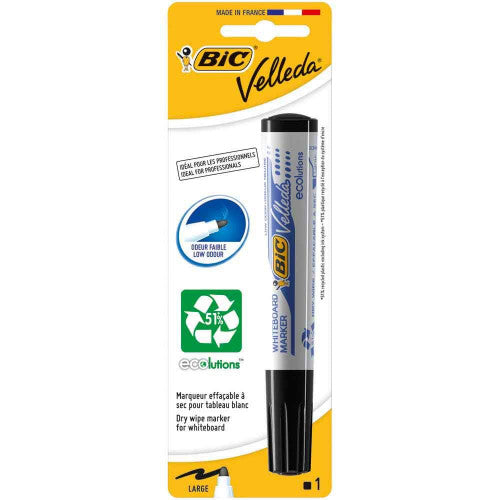 BIC Velleda Black Whiteboard Marker with 2.0mm bullet nib, single pack