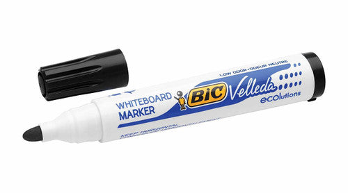 Close-up of BIC Velleda Black Marker bullet tip suitable for whiteboards and glass