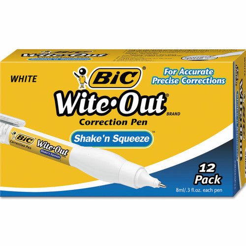 BIC Wite-Out Shake N Squeeze Correction Pen with needle point tip and cap clip