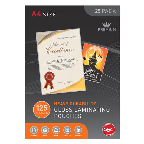GBC Laminating Pouches A4 125 Micron Pack 25
