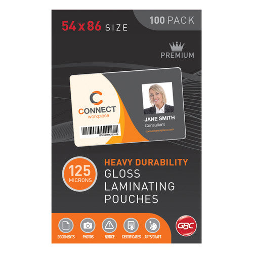 GBC Laminating Pouches 54 x 86mm 125 Micron Pack 100